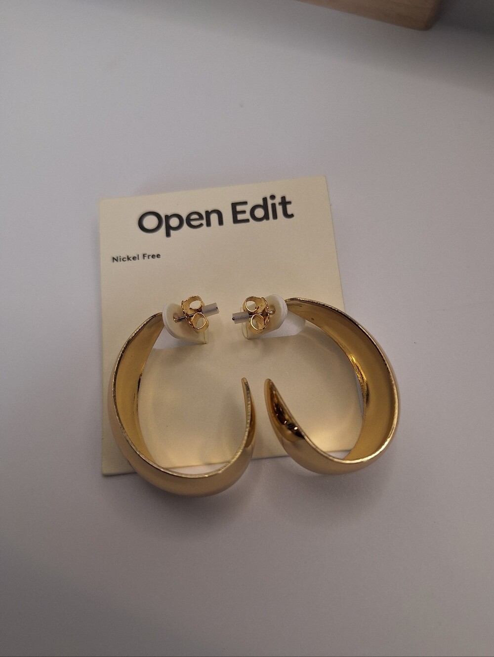 NWT Open Edit Gold Chunky C-Hoop Earrings | Nordstrom | Nickel Free